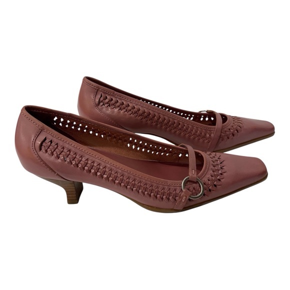 Nicole Shoes - Nicole Bedeliapin Size 9 Rose Gold Woven Heels with Buckle Detail